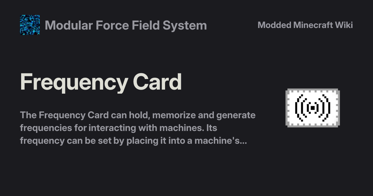 Frequency Card - Modular Force Field System