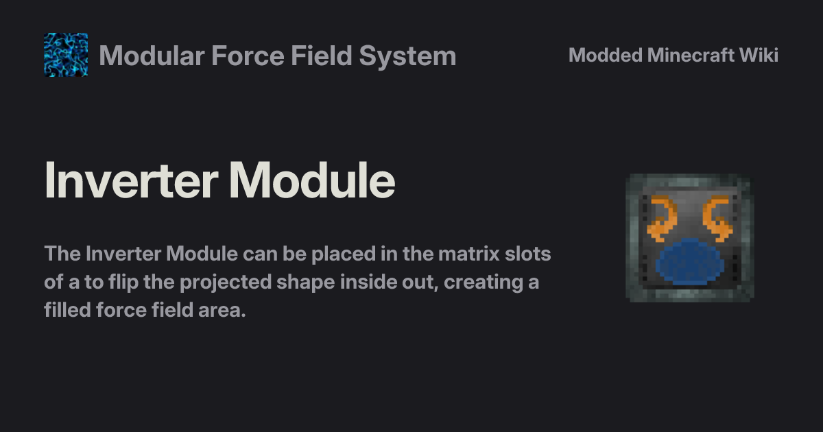 Inverter Module - Modular Force Field System