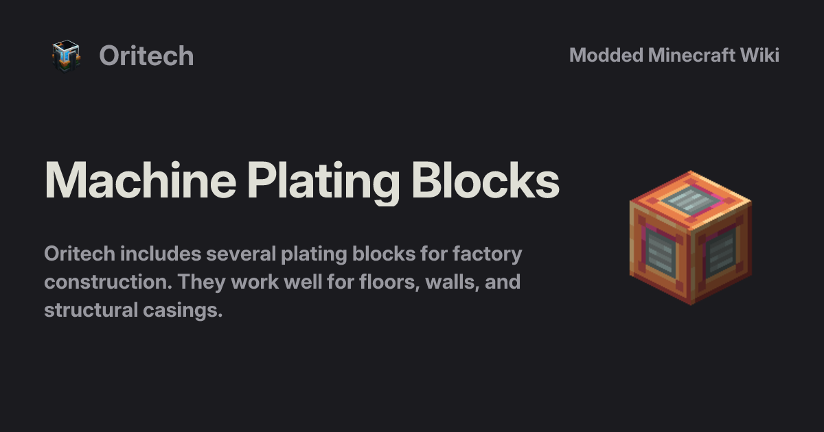 Machine Plating Blocks - Oritech