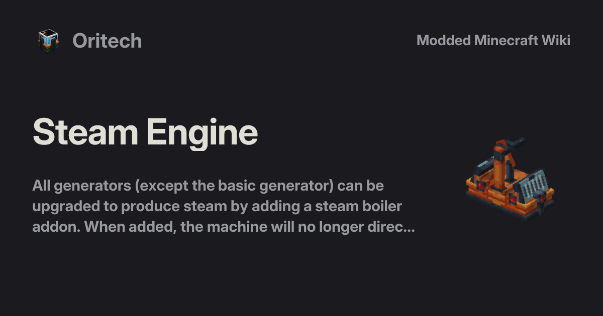 Steam Engine - Oritech