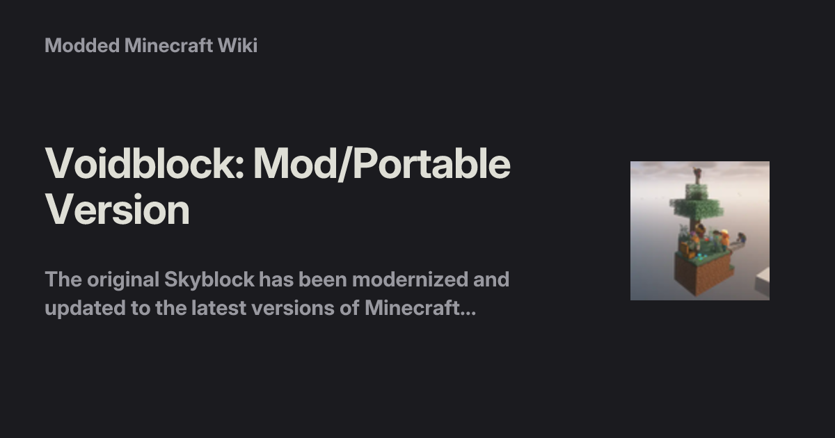 Voidblock: Mod/Portable Version - Modded Minecraft Wiki