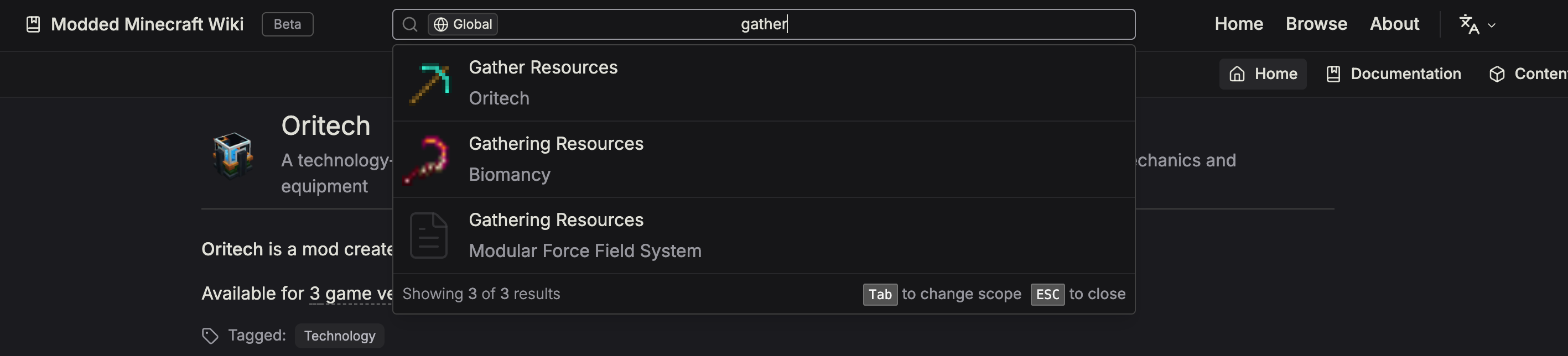 Global search scope